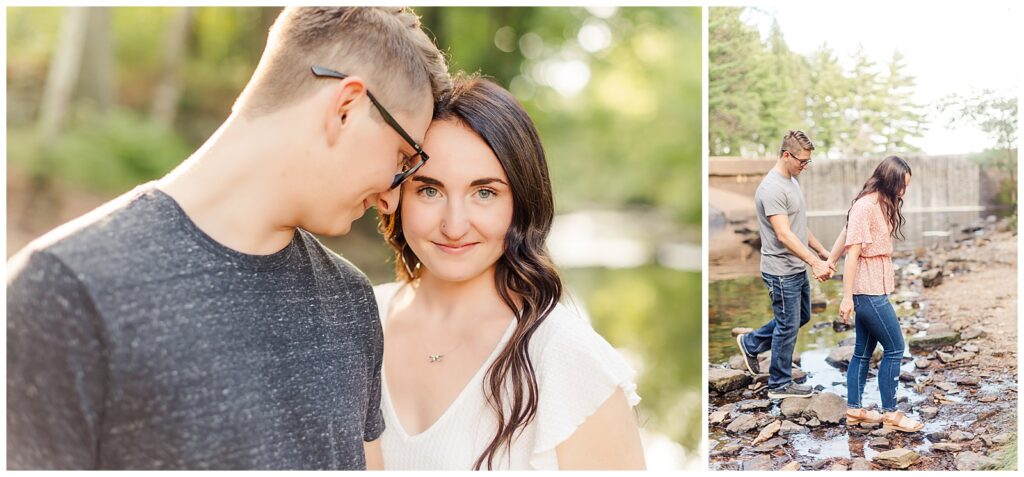 Sunset engagement session at a wisconsin county park.